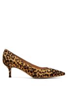 Gianvito Rossi Helsa Leopard-print Calf-hair Kitten-heel Pumps