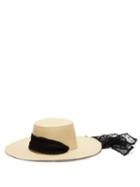 Matchesfashion.com Sensi Studio - Cordovez Swiss Dot Tulle Trimmed Hat - Womens - Ivory