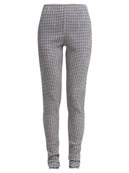 Matchesfashion.com Jil Sander - Crinkle Gingham Leggings - Womens - Navy White
