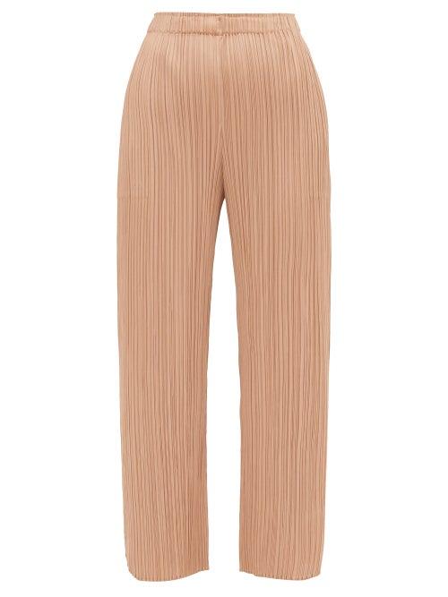 Matchesfashion.com Pleats Please Issey Miyake - Split Cuff Pleated Trousers - Womens - Beige
