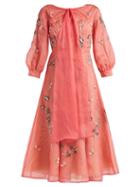 Matchesfashion.com Erdem - Zelena Astaire Beaded Silk Organza Dress - Womens - Pink