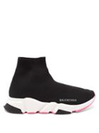 Matchesfashion.com Balenciaga - Speed Recycled-knit Trainers - Womens - Black Pink