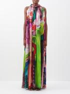 Roksanda - Stained Glass-print Halterneck Silk Gown - Womens - Multi
