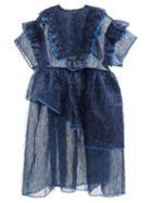Vaquera - Beast Ruffled Tinsel Organza Dress - Womens - Dark Blue