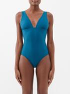 Casa Raki - Angie V-neck Swimsuit - Womens - Dark Blue
