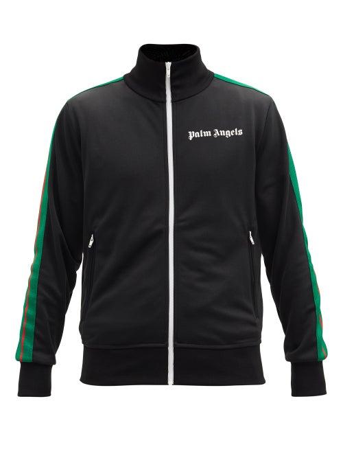 Matchesfashion.com Palm Angels - Sleeve-stripe Logo-print Cotton Track Jacket - Mens - Black