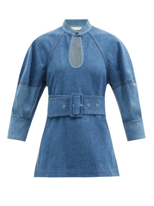 Ladies Rtw Chlo - Belted Two-tone Denim Top - Womens - Denim