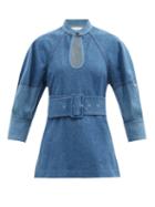Ladies Rtw Chlo - Belted Two-tone Denim Top - Womens - Denim