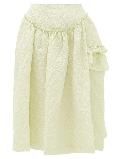 Matchesfashion.com Simone Rocha - Ruffled Floral-cloqu Skirt - Womens - Light Green