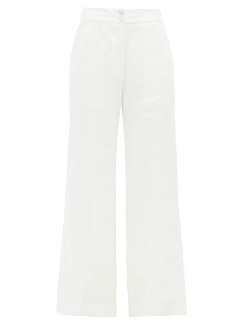 Matchesfashion.com Temperley London - Sophia Linen-blend Wide-leg Trousers - Womens - White