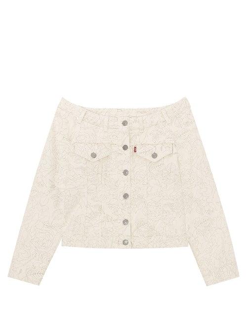 Matchesfashion.com Ganni - X Levi's Floral-print Denim Jacket - Womens - Cream