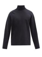 Mens Rtw Raey - Funnel-neck Long-sleeved T-shirt - Mens - Dark Navy