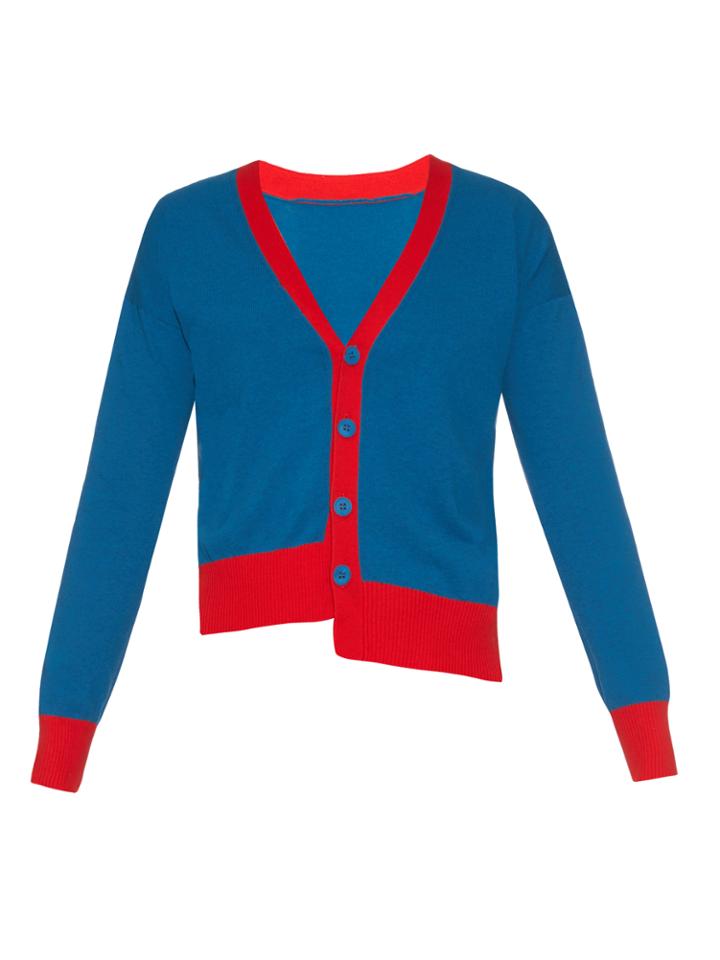 Tomas Maier Asymmetric Contrast-trimmed Cotton Cardigan