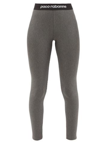 Ladies Activewear Paco Rabanne - Logo-jacquard Jersey Leggings - Womens - Grey