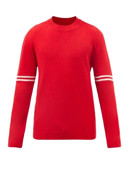 Maison Margiela - Four Stitches Stripe-intarsia Wool Sweater - Mens - Red