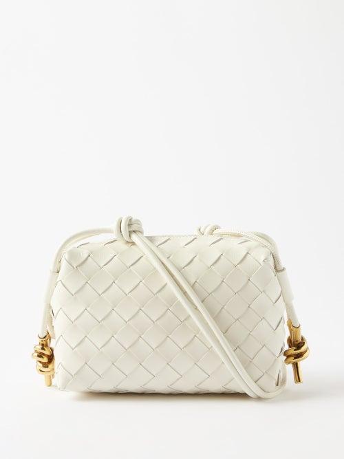 Bottega Veneta - Loop Mini Intrecciato-leather Cross-body Bag - Womens - Cream