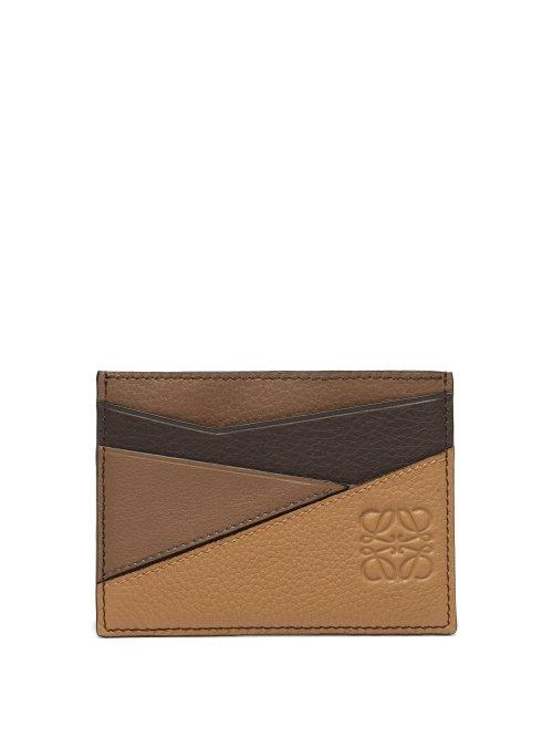 Matchesfashion.com Loewe - Puzzle Tri Colour Leather Cardholder - Mens - Brown