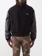 Dolce & Gabbana - Leather-sleeve Wool-blend Bomber Jacket - Mens - Black