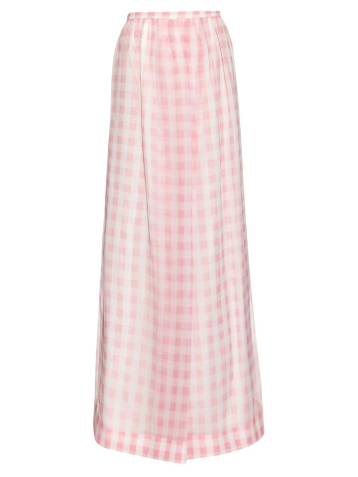 Rochas Gingham Silk-organza Skirt