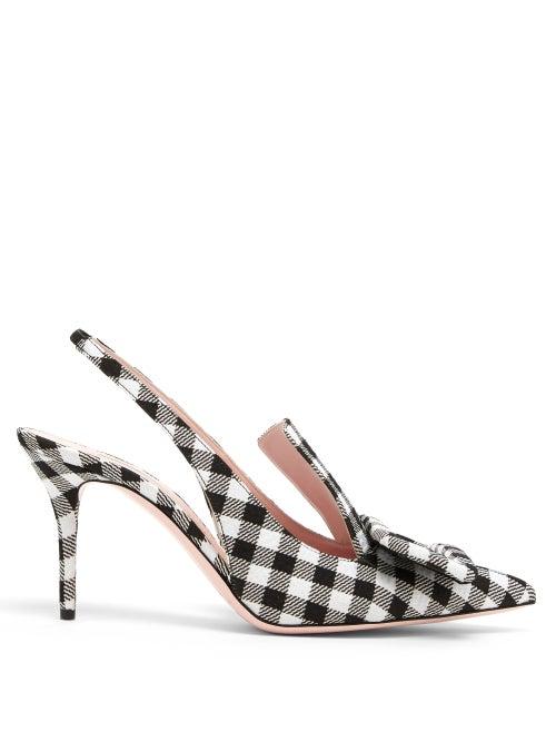 Matchesfashion.com Emilia Wickstead - Point-toe Gingham-jacquard Twill Slingback Pumps - Womens - Black