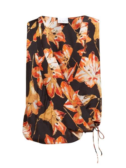 Matchesfashion.com Raey - Cross Over Lily Print Silk Top - Womens - Red Print
