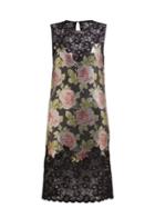 Matchesfashion.com Paco Rabanne - Lace And Rose Print Mesh Mini Dress - Womens - Black Multi