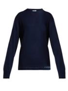 Matchesfashion.com Prada - Cashmere Intarsia Logo Sweater - Womens - Navy