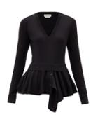 Matchesfashion.com Alexander Mcqueen - Peplum-panel Wool-blend Sweater - Womens - Black