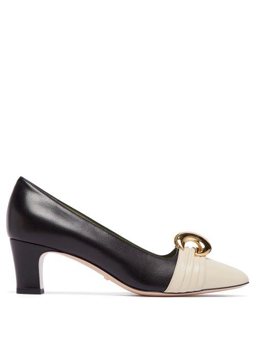 Matchesfashion.com Gucci - Half Moon Gg Leather Pumps - Womens - Black Cream