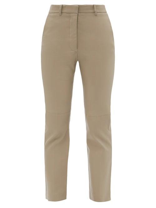 Joseph - Coleman Leather Straight-leg Trousers - Womens - Light Grey