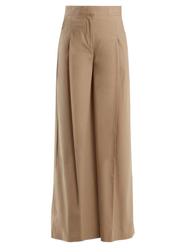 Msgm High-rise Wide-leg Cotton-blend Trousers