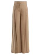 Msgm High-rise Wide-leg Cotton-blend Trousers