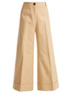 Khaite Carine Cotton-twill Wide-leg Trousers
