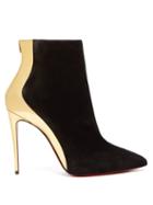 Matchesfashion.com Christian Louboutin - Delicotte 100 Suede And Leather Ankle Boots - Womens - Black Gold