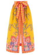 Matchesfashion.com Zimmermann - Button-through Floral-print Midi Skirt - Womens - Yellow Print