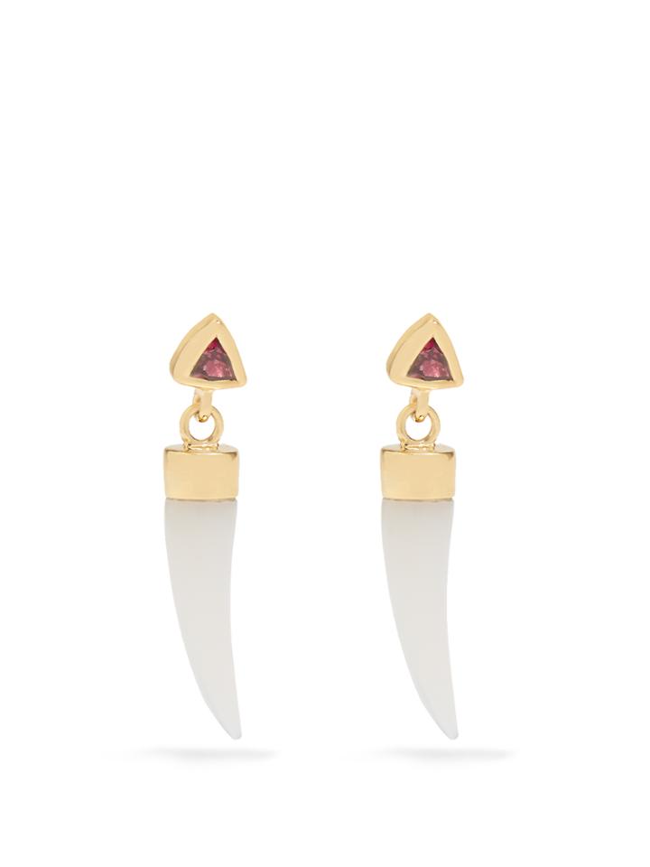Theodora Warre Garnet, Chalcedony And Gold-plated Earrings
