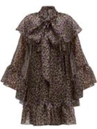 Matchesfashion.com Romance Was Born - Dream Factory Floral Print Ruffled Cape - Womens - Black Multi