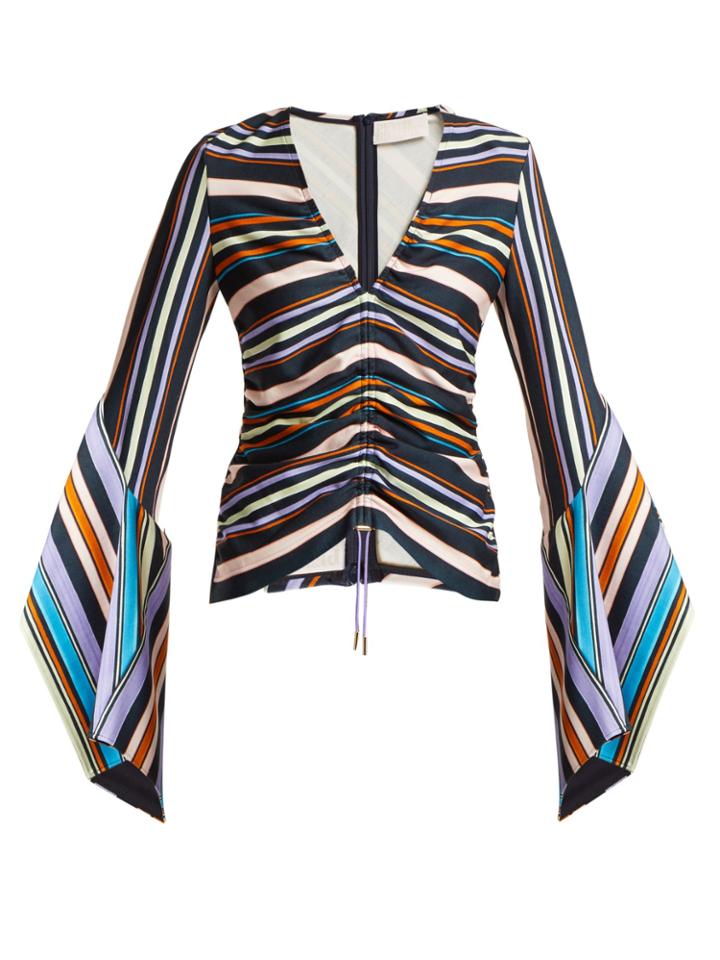 Peter Pilotto Striped Bell-sleeve Jersey Top