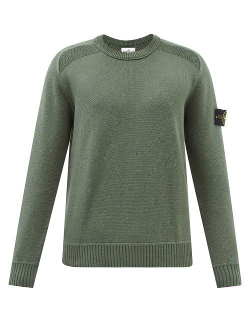 Stone Island - Ribbed-shoulder Cotton-blend Sweater - Mens - Green