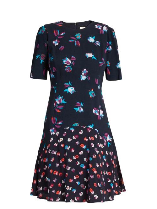 Rebecca Taylor Floral-print Fluted Crepe Dress