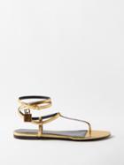 Tom Ford - Padlock Nappa Leather Flat Sandals - Womens - Gold