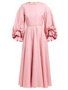 Matchesfashion.com Roksanda - Fife Balloon Sleeve Cotton Poplin Dress - Womens - Pink