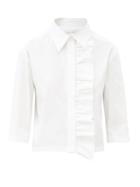 Matchesfashion.com Msgm - Ruffled Cotton-poplin Short-sleeved Shirt - Womens - White