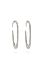 Matchesfashion.com Saint Laurent - Crystal Embellished Hoop Earrings - Womens - Silver