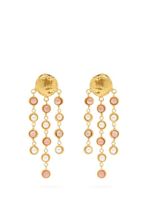 Matchesfashion.com Sylvia Toledano - Pearl Embellished Drop Earrings - Womens - Pink