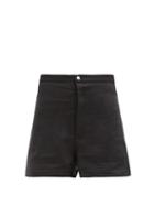 Matchesfashion.com Albus Lumen - Raw-hem High-rise Linen Shorts - Womens - Black