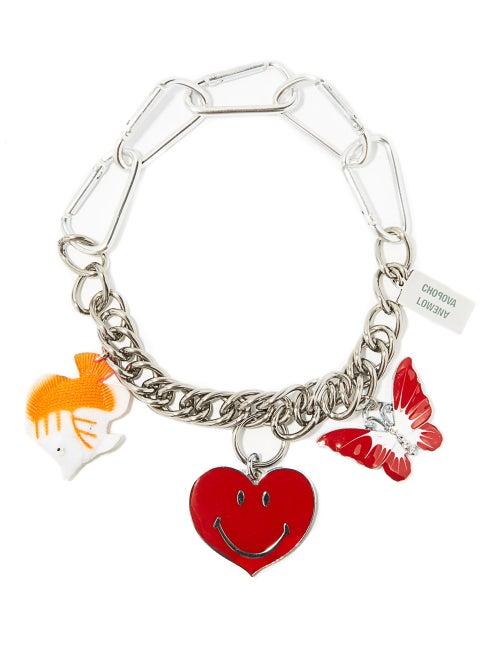 Matchesfashion.com Chopova Lowena - Vintage Heart-charm Chain Necklace - Womens - Red
