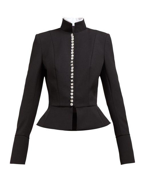 Matchesfashion.com Alexandre Vauthier - Crystal Button Single Breasted Wool Blend Jacket - Womens - Black