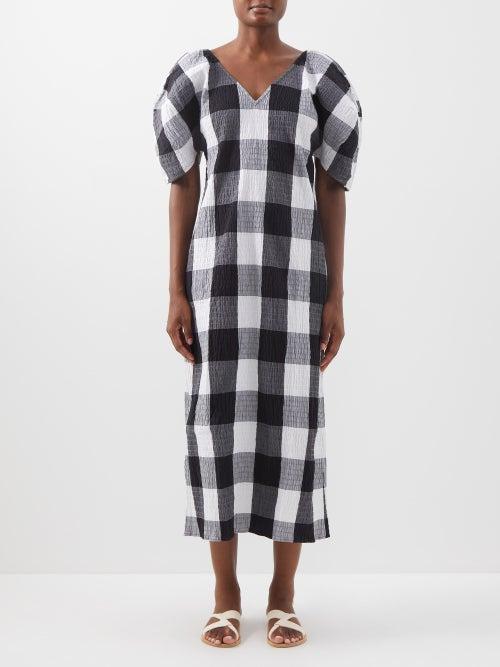 Mara Hoffman - Gracen Checked Organic-cotton Blend Dress - Womens - Black White