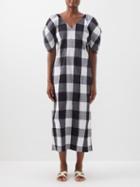 Mara Hoffman - Gracen Checked Organic-cotton Blend Dress - Womens - Black White